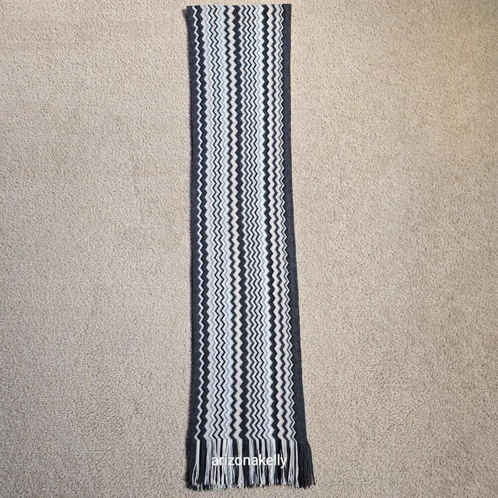 Missoni Zigzag Scarf Grey, Black, White, and Cream - Picture 7 of 14